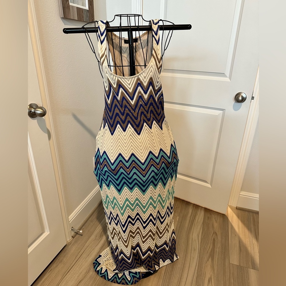 Sanctuary Maxi Dress Womens Size S Multicolor Chevron Stripe Lace Lined Casual